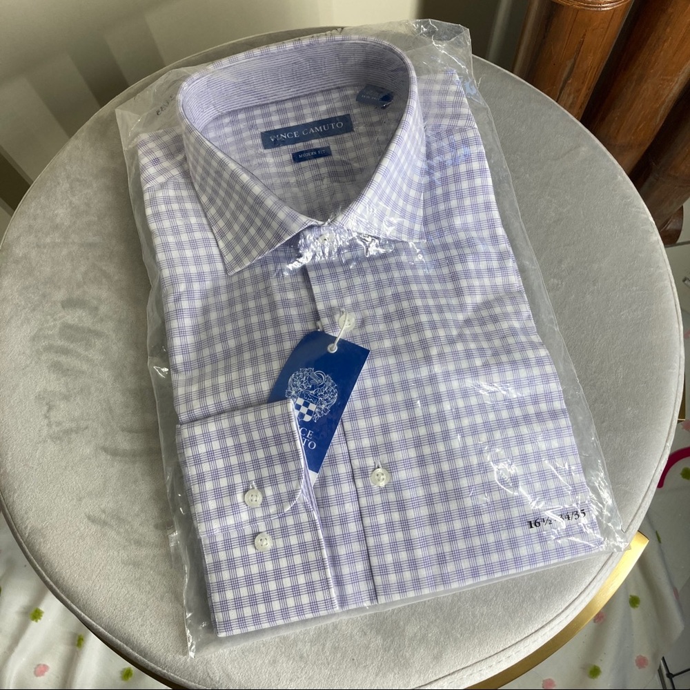 Vince Camuto Modern Men’s Dress Shirt Purple White